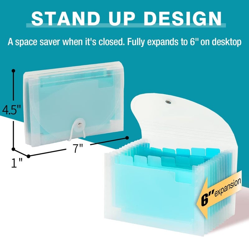H4D Coupon Receipt Holder, 13 Pocket Accordion File Organizer, 7x4.5 Inches, Teal - Image 2